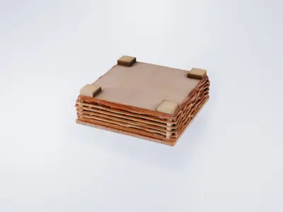 Low Poly Small Wooden Outdoor Coffee Table 3D model
