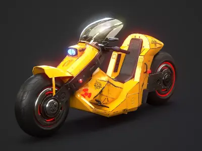 Futuristic Cyberpunk Motorcycle Sci-Fi Bike Neon City  Low-poly 3D model
