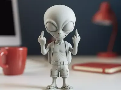 Funny Alien Figure   Middle Finger Alien Statue    3D print model