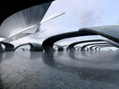 Sci-Fi Parametric Vault Corridor- Architectural Background- V2U3 Low-poly 3D model