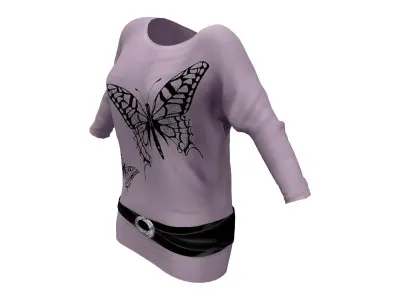 Batwing Tunic With Belt Low-poly 3D model