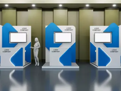 Corporate Exhibition Booth 2x2  Stand Display with TV Screen  3D model