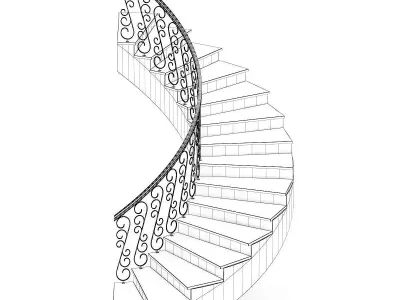 Wooden Spiral Stairs 7 3D model