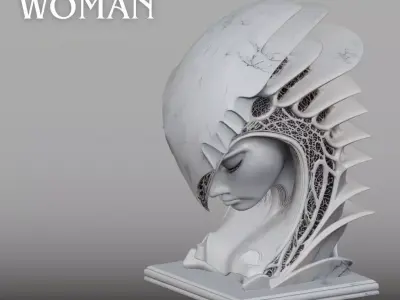 Futuristic Helmet Head STL Modern Sculpture Design 3D print model