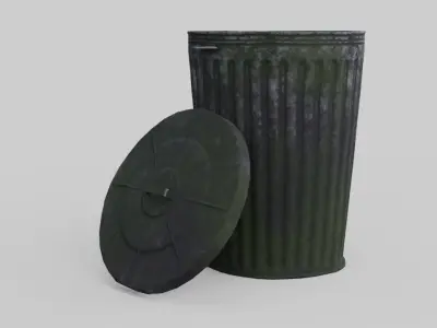 Dustbin 3 Lowpoly Old Low-poly 3D model