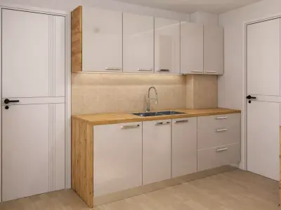 Modern Scandinavian Kitchen Interior SketchUp FBX  Low-poly 3D model