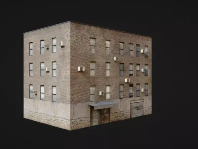 Building low poly street Low-poly 3D model