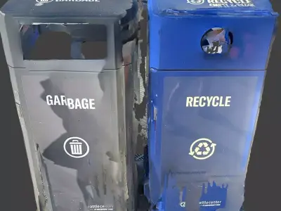 Dual Trash Bin Pair 3D Files  Low High Poly PBR Textured Free low-poly 3D model