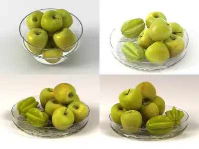 G apples in glass bowl 3D model