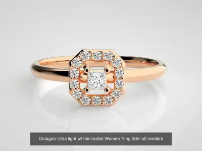 5 Geometric shape Ultra light wt minimalist Women Ring 3dm stl 3D Model Pack