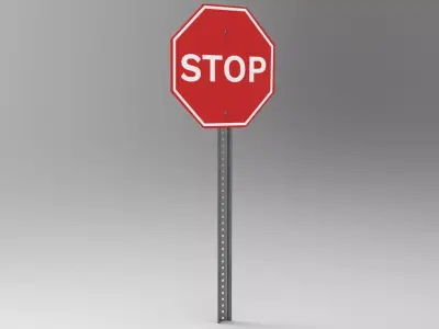 Stop Sign Low-poly 3D model