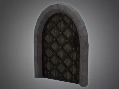 Medieval Door Cross Steel Door 3D Model Low-poly 3D model