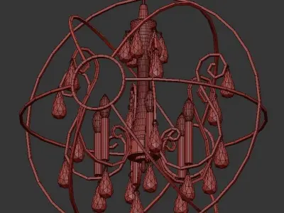 Solaris 6 chandelier with globe shape and crystals 3D model