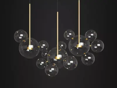 Giopato Coombes Bolle Zigzag Chandelier 14 Bubbles 3D model
