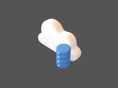 Cloud Database Icon v2 005 Low-poly 3D model