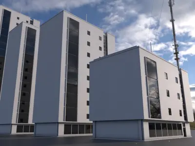 Residential Buildings Set upgrade for a use in Blender 2-91 Low-poly 3D model