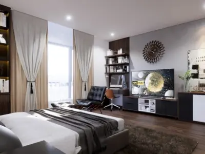 Interior Bedroom Modern Model Low-poly 3D model