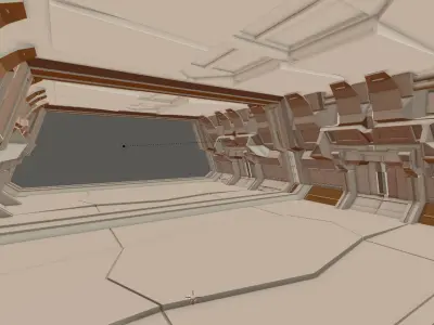 Modern Scifi Hangar Corridor 3d Modules Low-poly 3D model