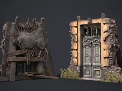 Old Door Low-poly 3D model