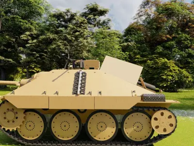 Jagdpanzer 38 Hetzer with interior 3D model