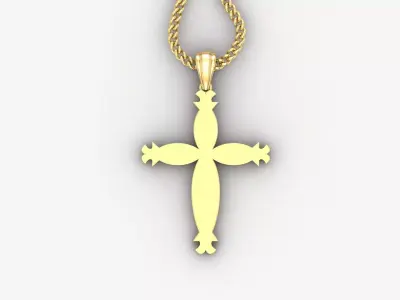 Light Gold 18K Cross Pendant 1CP066 3D print model