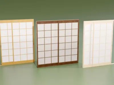 Japanese Shoji with basic design Low-poly 3D model