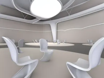 Futuristic Exbition Conference hall Interior 3D model