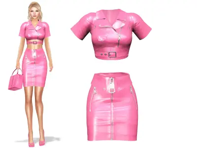 Pink Leather Outfit Low-poly 3D model
