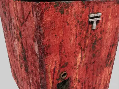 Japanese Rust Postbox Low-poly 3D model