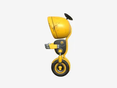 Wheel Robot H03 Yellow - SciFi Character Design Low-poly 3D model