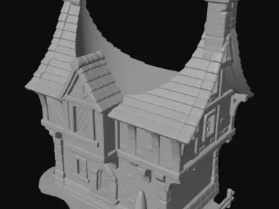 Medieval House Pen Holder 3D print model