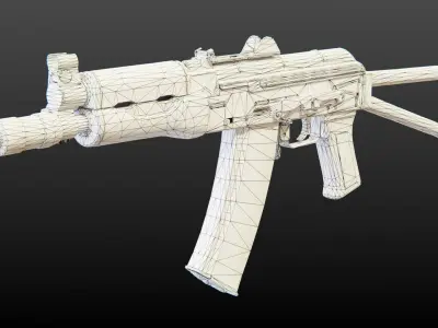 AKS-74U Submachine Gun Low-poly 3D model