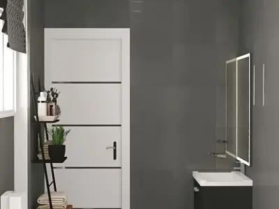 Bathroom with glass shower enclosure 3D model