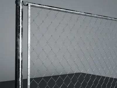 Chain link fence Low-poly 3D model