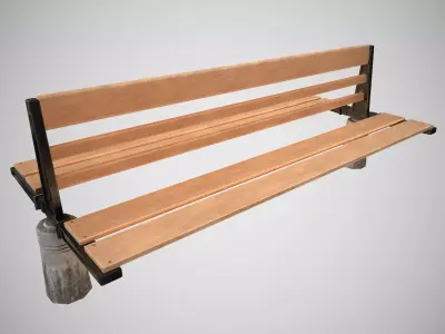 Low Poly Urbain Bench PBR Low-poly 3D model