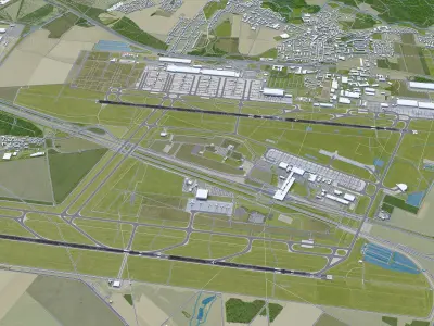 Leipzig  Halle Airport 15km Low-poly 3D model