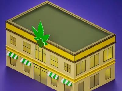 4 low poly buildings modern house Low-poly 3D model