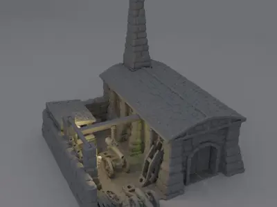 Medieval Cannon Forge Tabletop Terrain 28 mm 3D print model