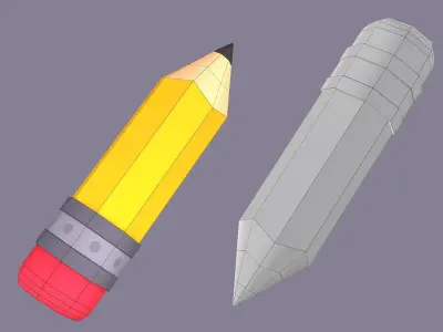 Pencil Toon Low-poly 3D model