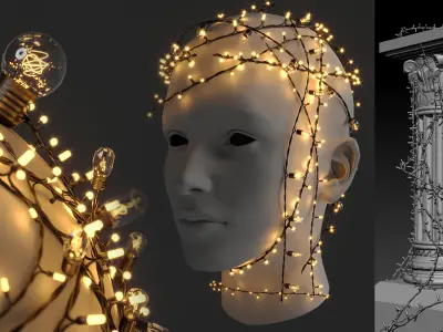 Lamp and Wire IMM curve brush   Low-poly 3D model