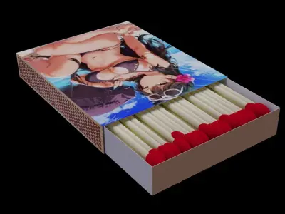 Matchbox 3D model matches in box Free low-poly 3D model