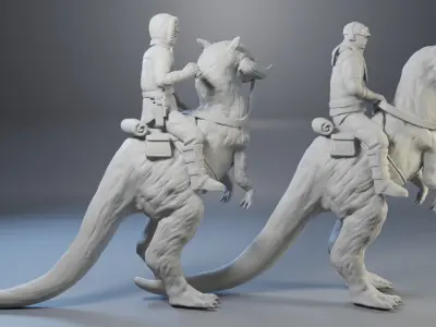 Han Solo and Luke Skywalker on Tauntaun 3D print model