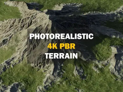 Mountains Realistic Terrain 4k PBR Landscape Low-poly 3D model