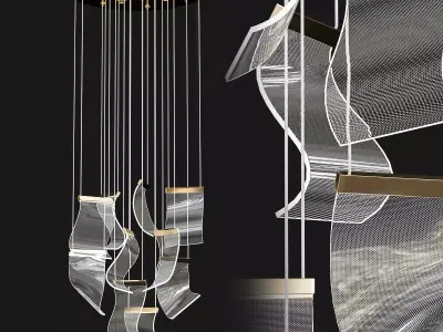 candela chandelier made of glass and metal 3D model
