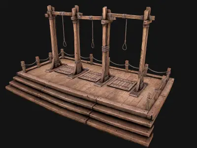 Medieval Gallows Podium Torture Low-poly 3D model