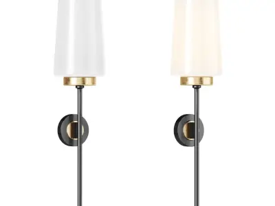 Pair French Glass and Brass Sconces by Stilnovo 3D model