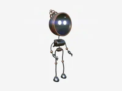Cute Robot D10 Metal - SciFi Character Design Low-poly 3D model