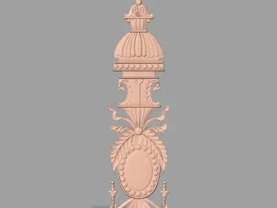 Bed door flower 3D relief STL model for CNC engraving E513 3D model