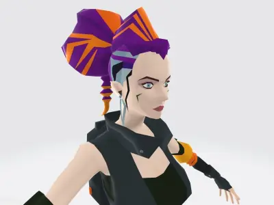 Midpoly Cyberpunk Female Character 01 Low-poly 3D model
