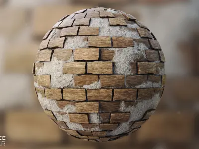 Wood Planks with Plaster PBR Texture